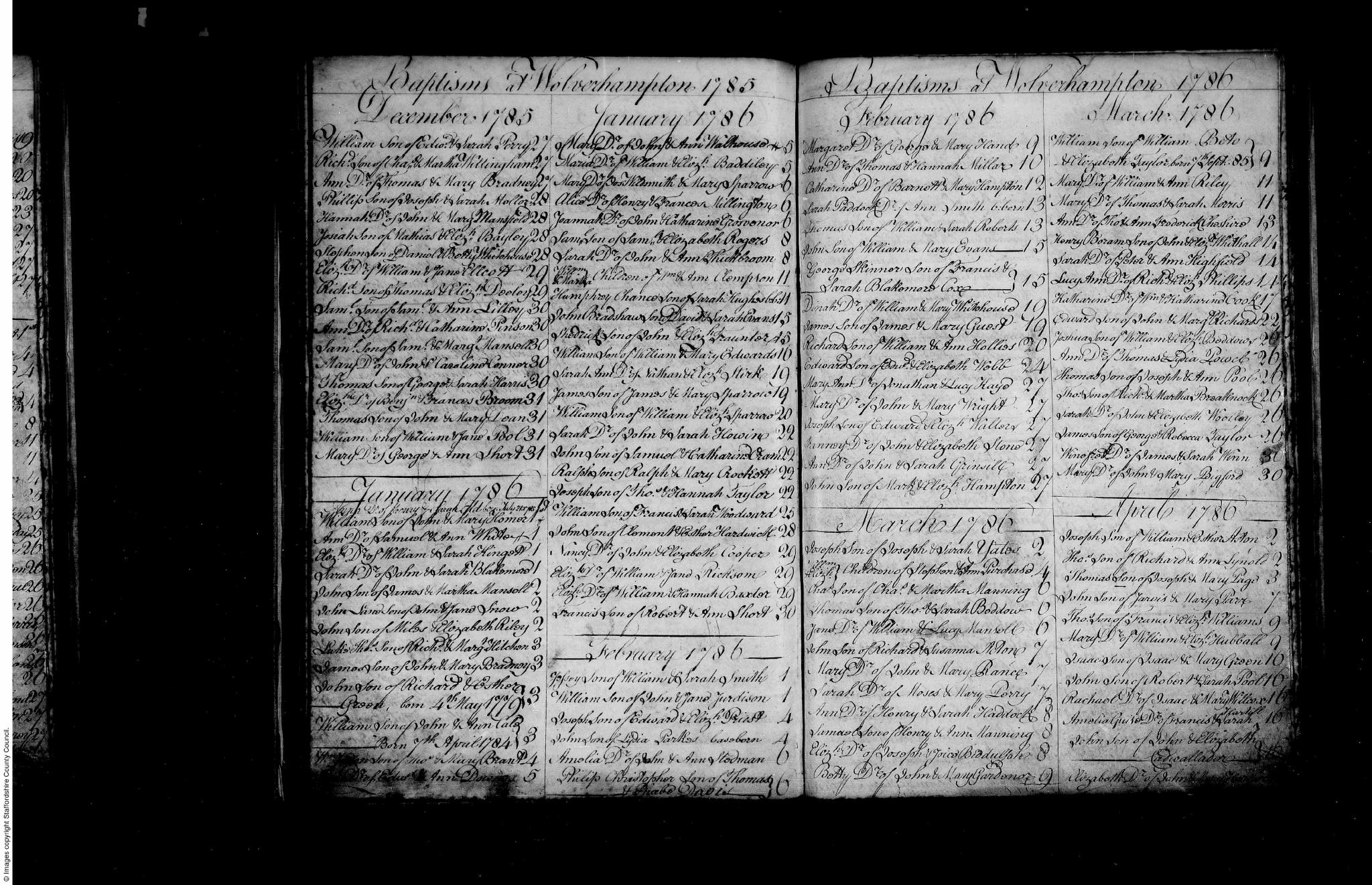 Baptism Wolverhampton, Staffordshire, England (St. Peter's Church) 19 Jan 1786 Sarah Stirk