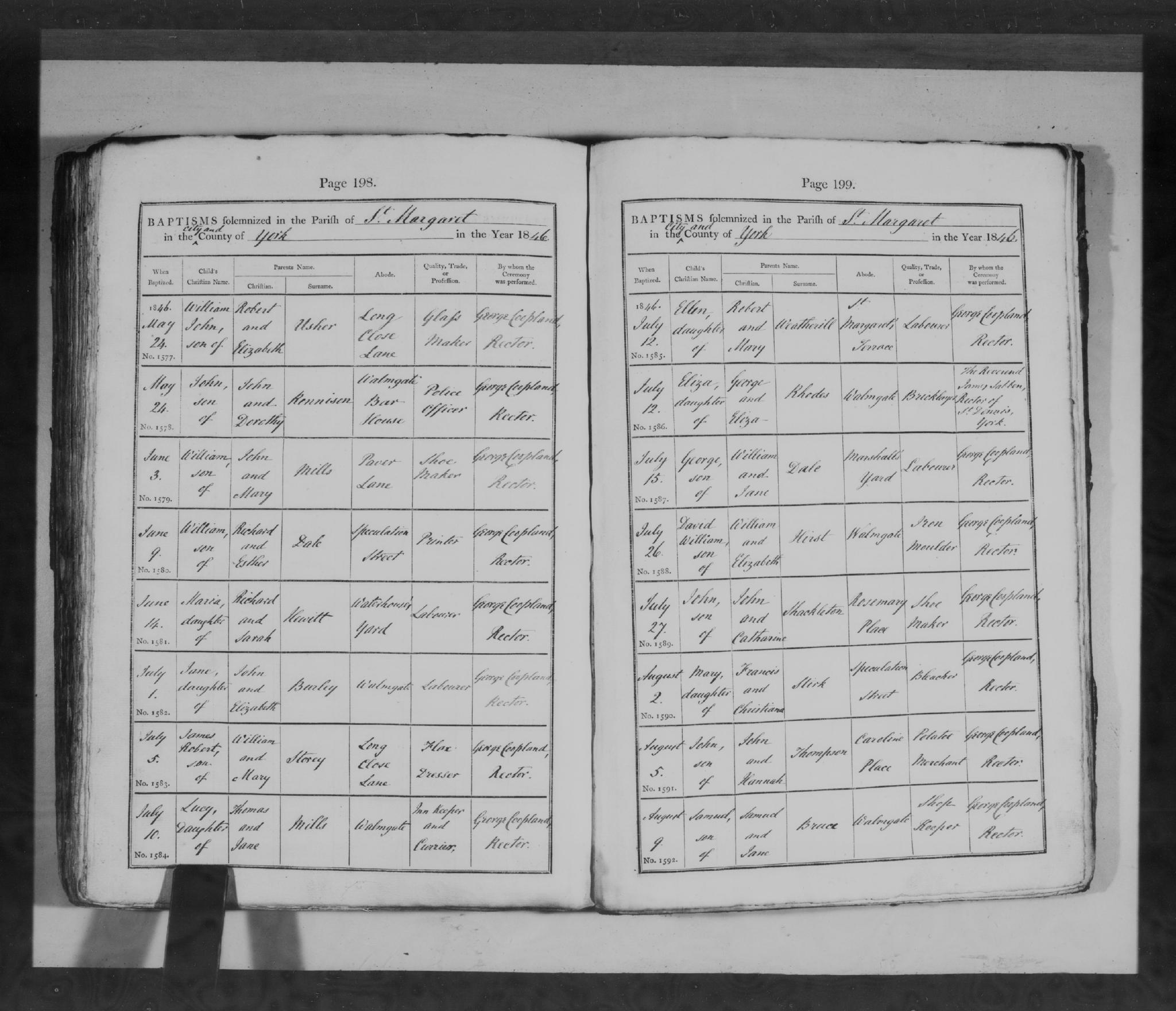 Baptism York, Yorkshire, England (St. Margaret's Church) 2 Aug 1846 Mary Stirk