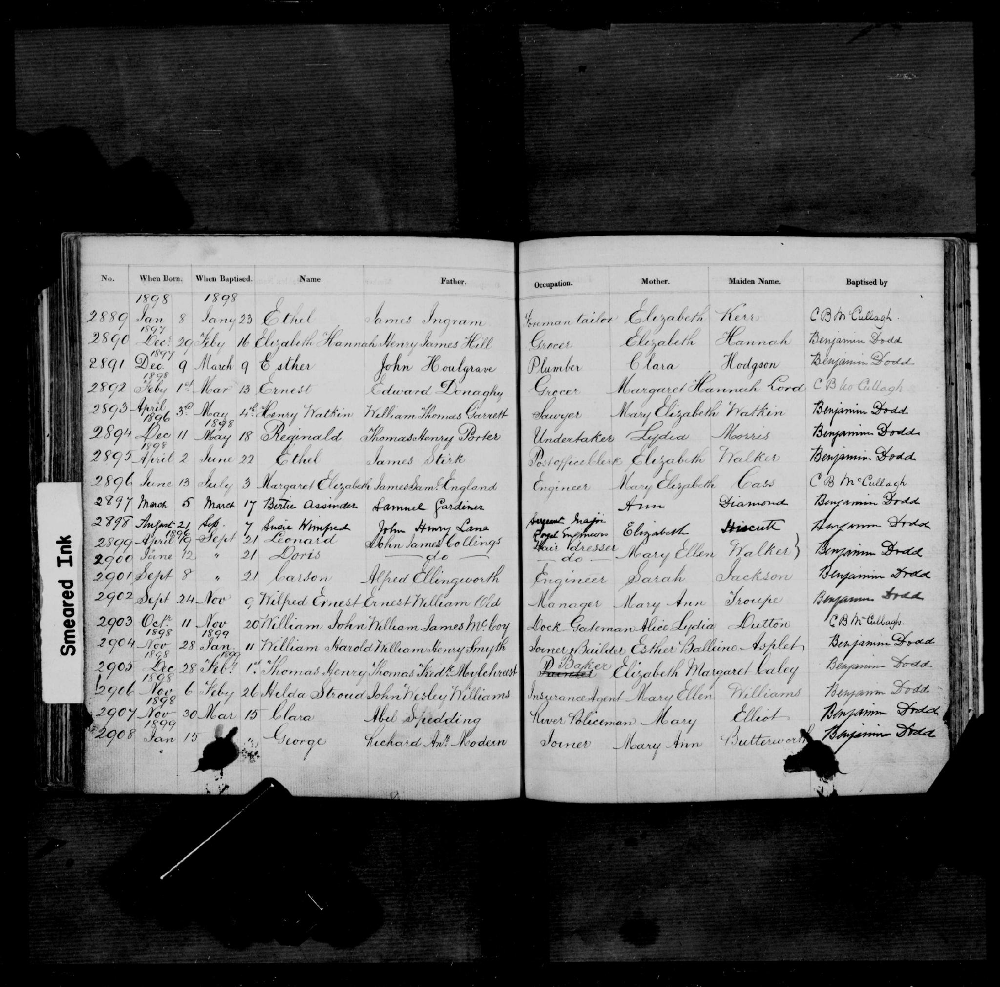 Baptism Liverpool, Lancashire, England (Stanhope Street Methodist) 22 Jun 1898 Ethel Stirk