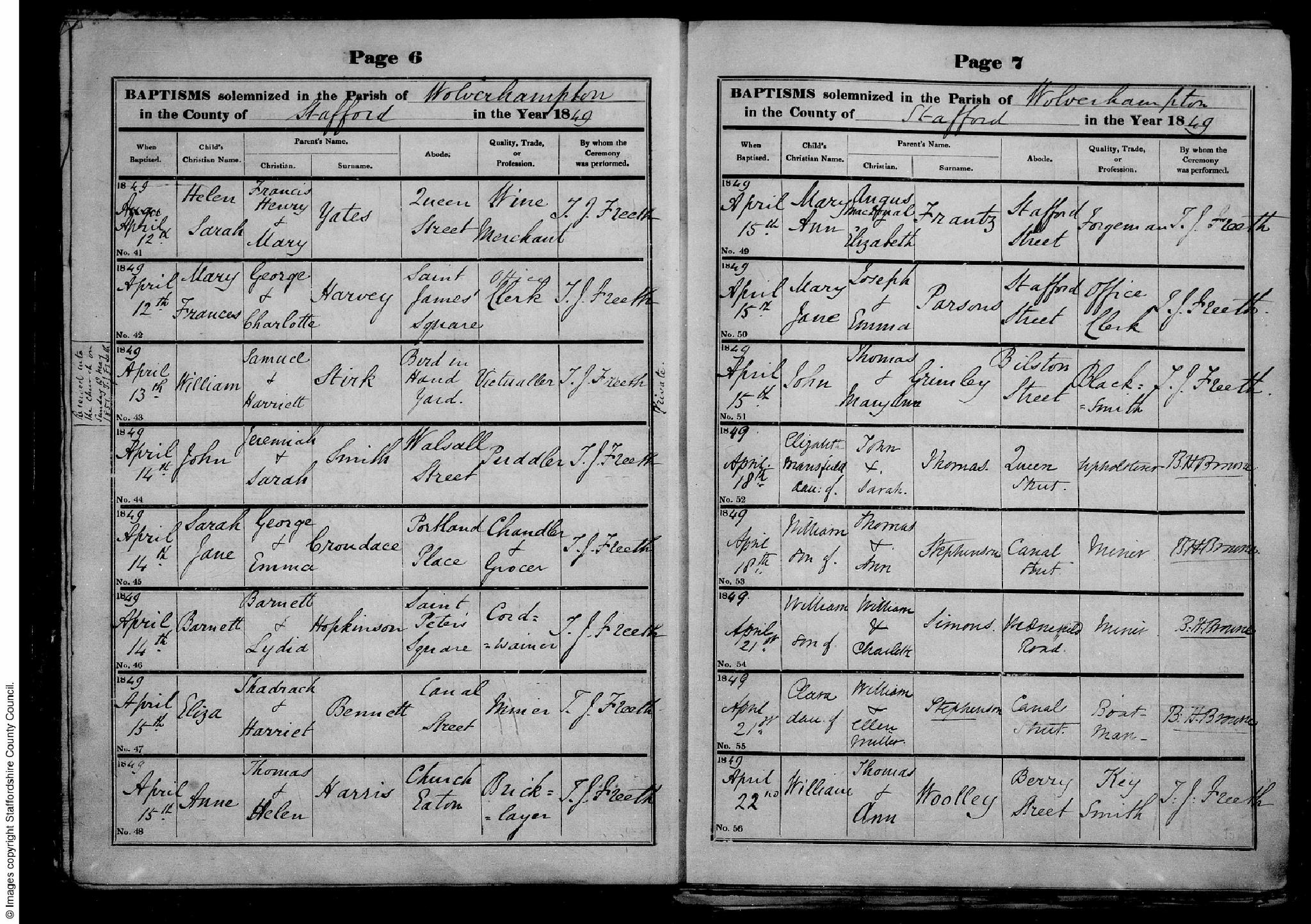 Baptism Wolverhampton, Staffordshire, England (St. Peter's Church) 13 Apr 1849 William Stirk