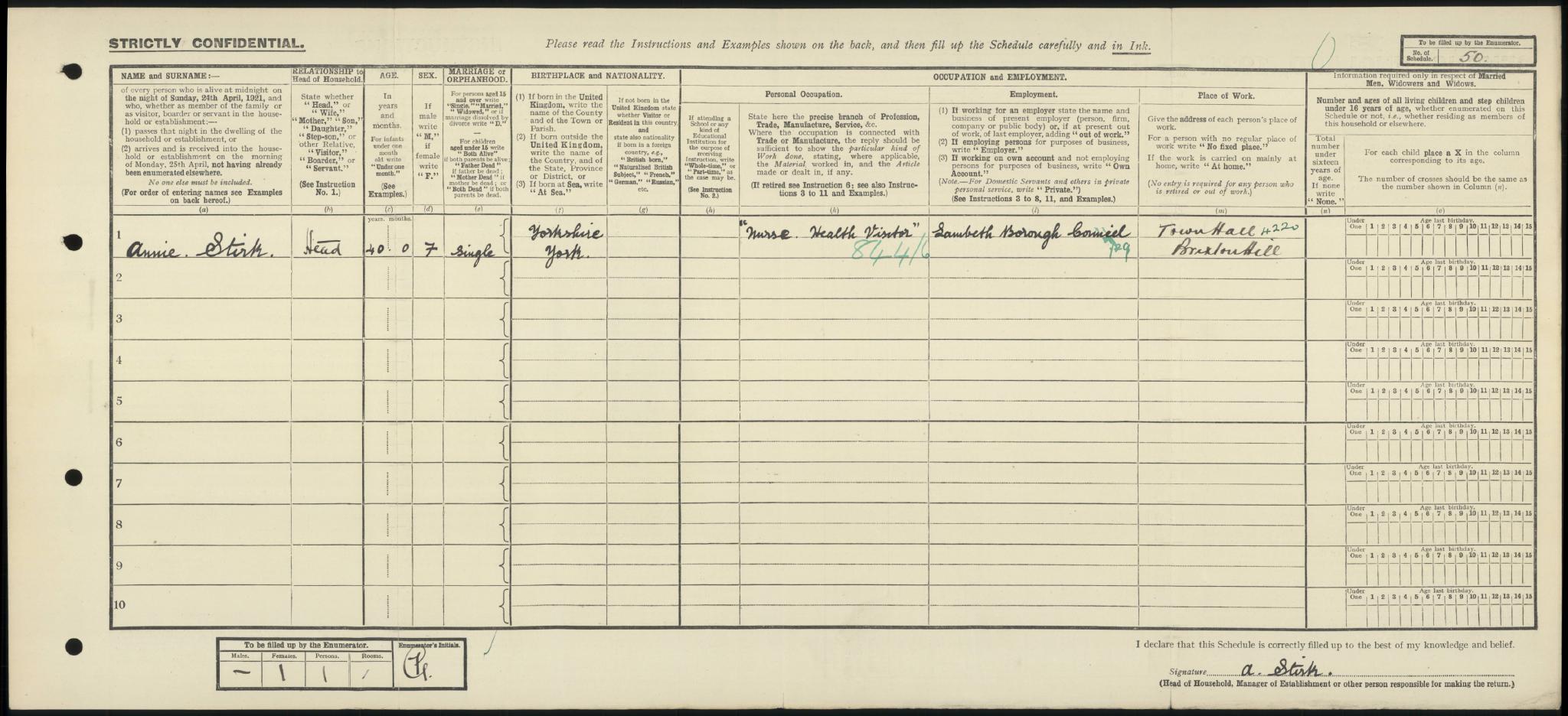 Census England 1921 RG15-02132 RD-25 SD-4 ED-42 SN-50