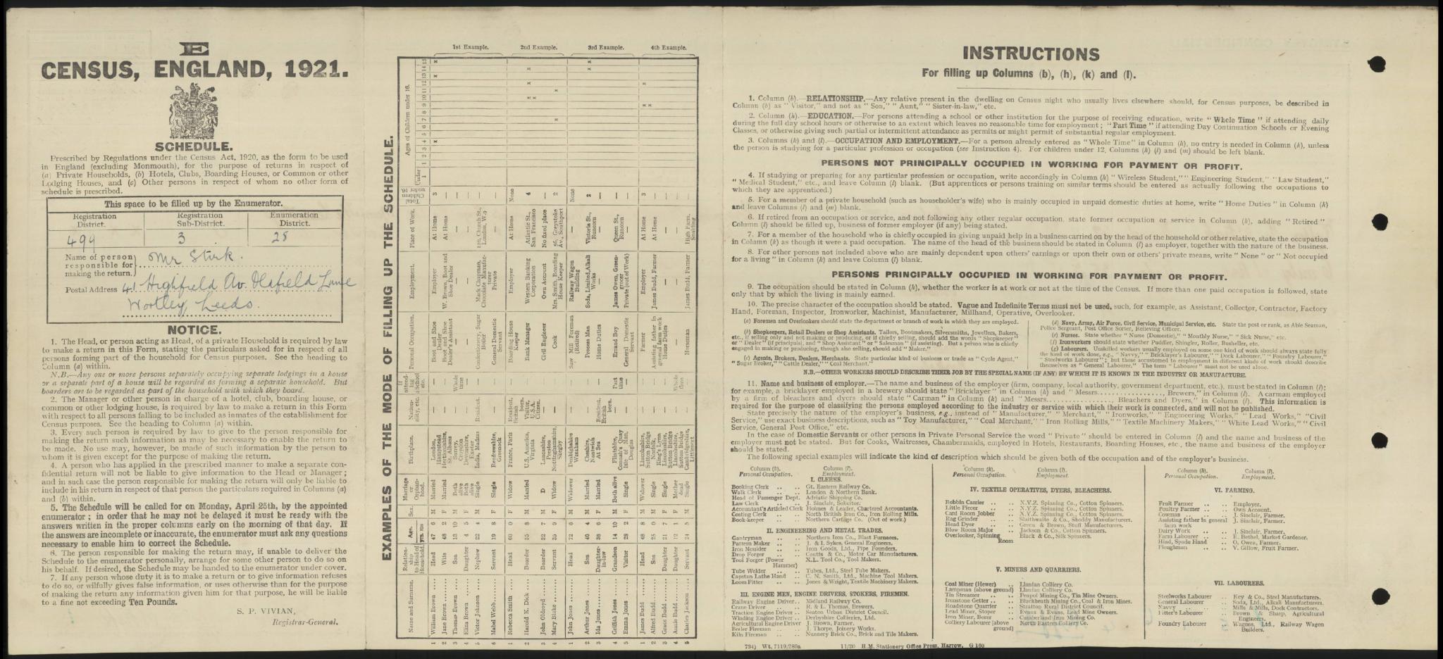 Census England 1921 RG15-21969 RD-499 SD-3 ED-28 SN-231