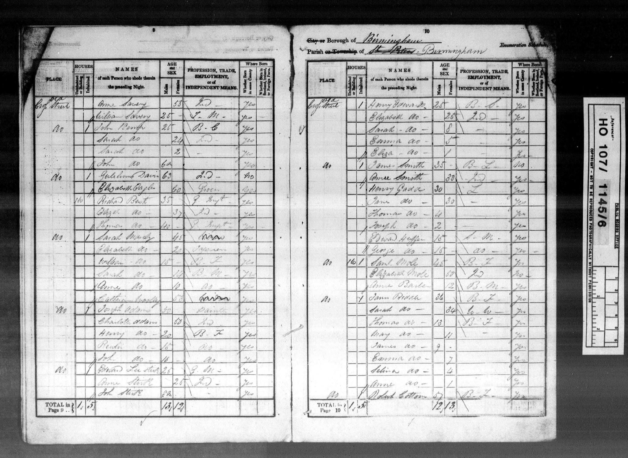 Census England 1841 HO107-1145 Book:6 Folio:8 Page:9 Schedule:1820