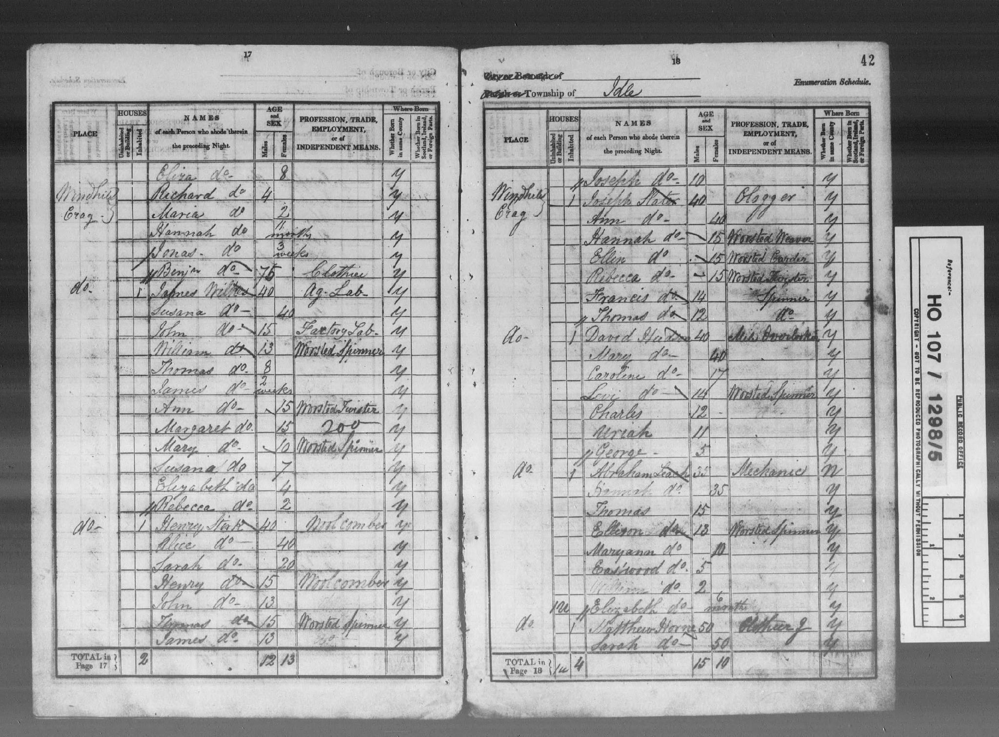 Census England 1841 HO107-1298 Book:5 Folio:41 Page:17 Schedule:1584