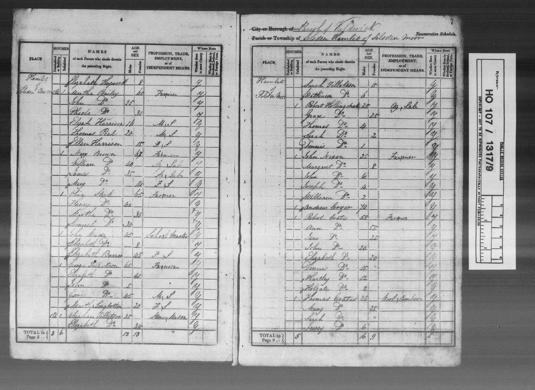 Census England 1841 HO107-1317 Book:9 Folio:6 Page:5 Schedule:1600