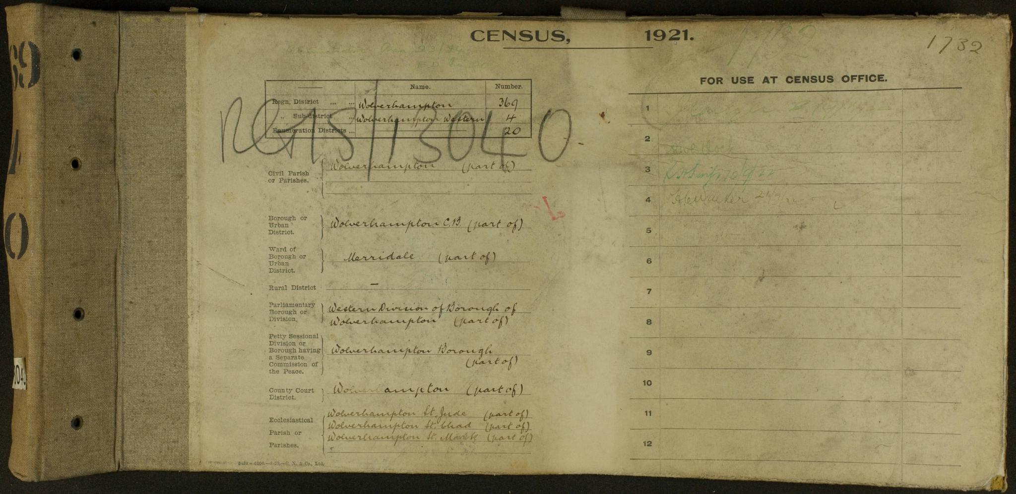 Census England 1921 RG15-12646 RD-361 SD-1 ED-3 SN-210