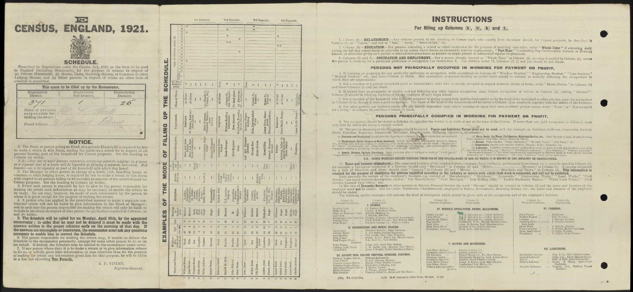 Census England 1921 RG15-13254 RD-371 SD-1 ED-25 SN-503