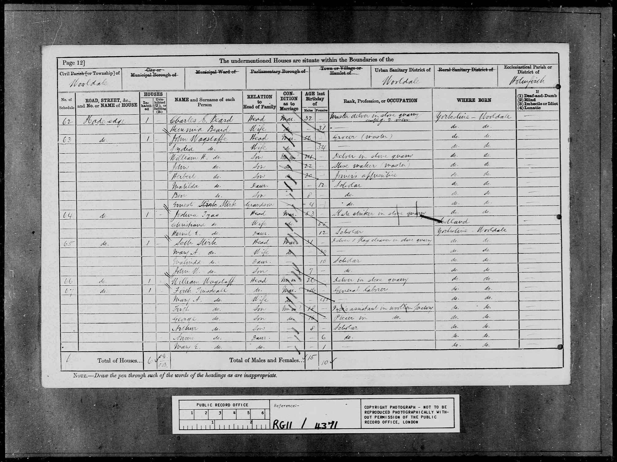 Census England 1881 RG11-4371 Folio-38 Page-12 Schedule-333