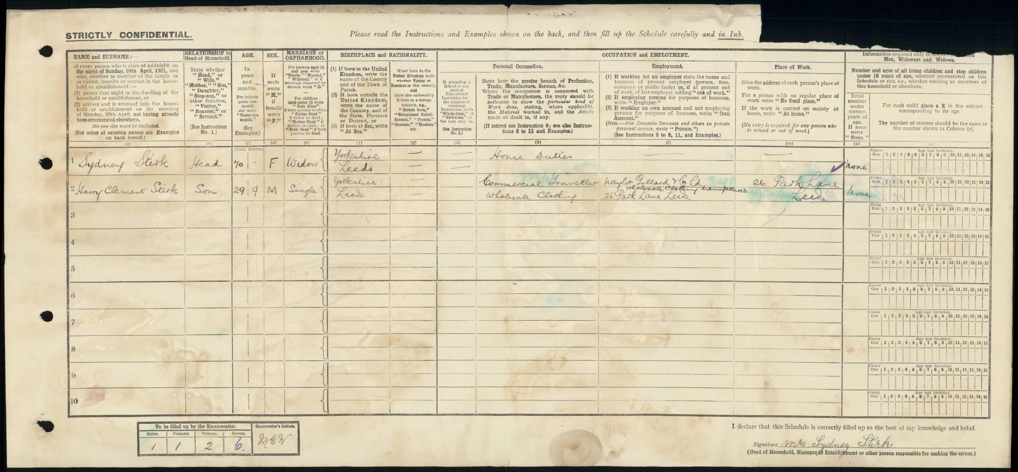 Census England 1921 RG15-21958 RD-499 SD-3 ED-17 SN-
