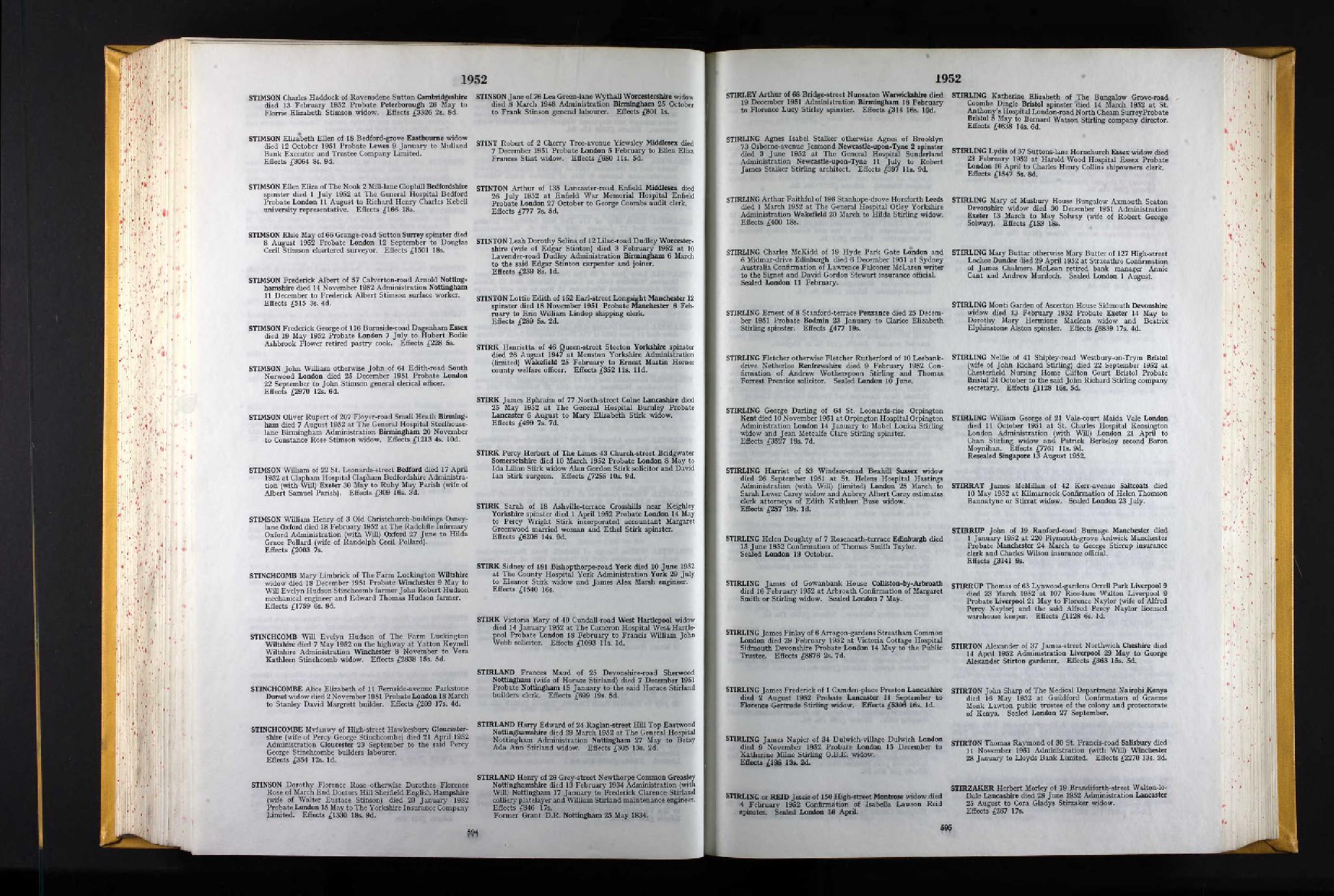 1952-08-06 James Ephraim STIRK d. 1952-05-25