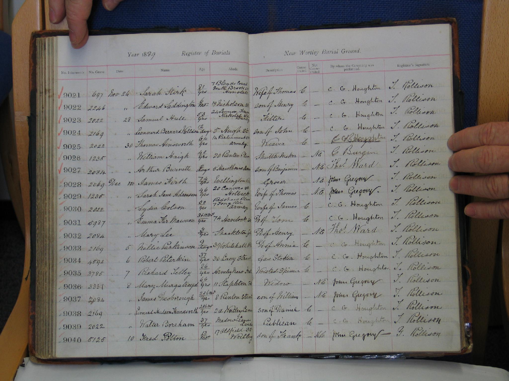 New Wortley Cemetery Page 69 Consecrated Reg. 3 1868-1895