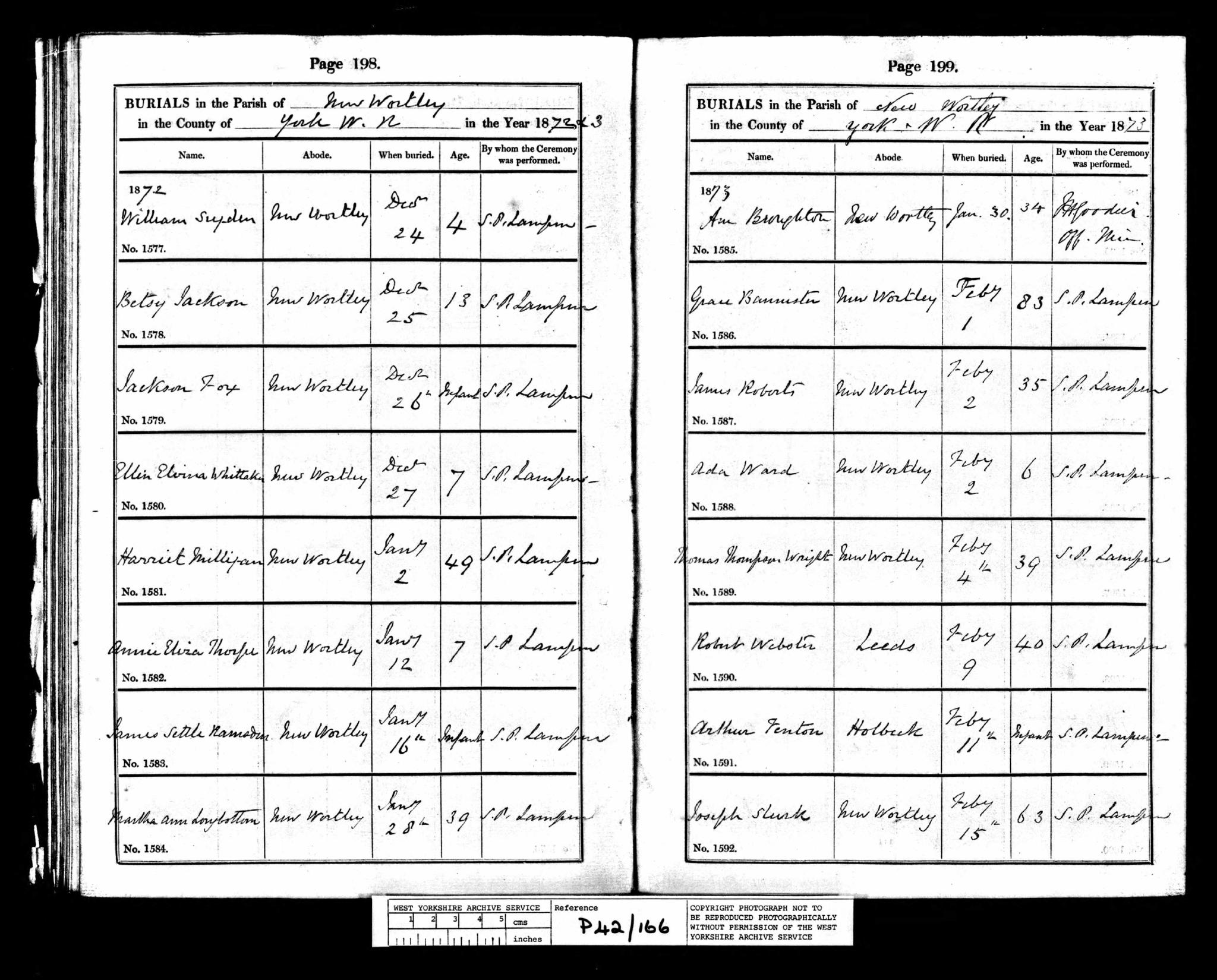 Burial Holbeck, Yorkshire, England (St Matthew and New Wortley, St John the Baptist) 15 Feb 1873 Joseph Stirk