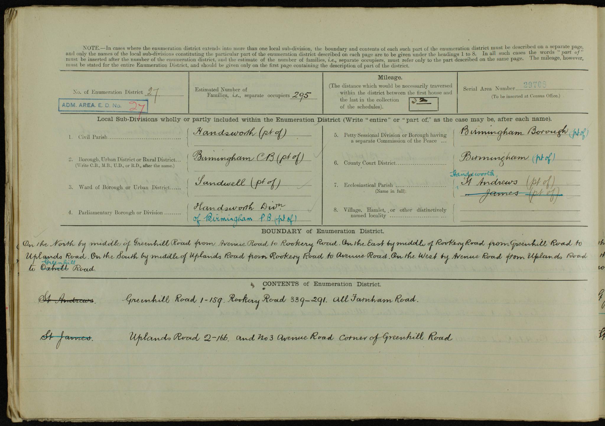 Census England 1921 RG15-13256 RD-371 SD-1 ED-27 SN-84
