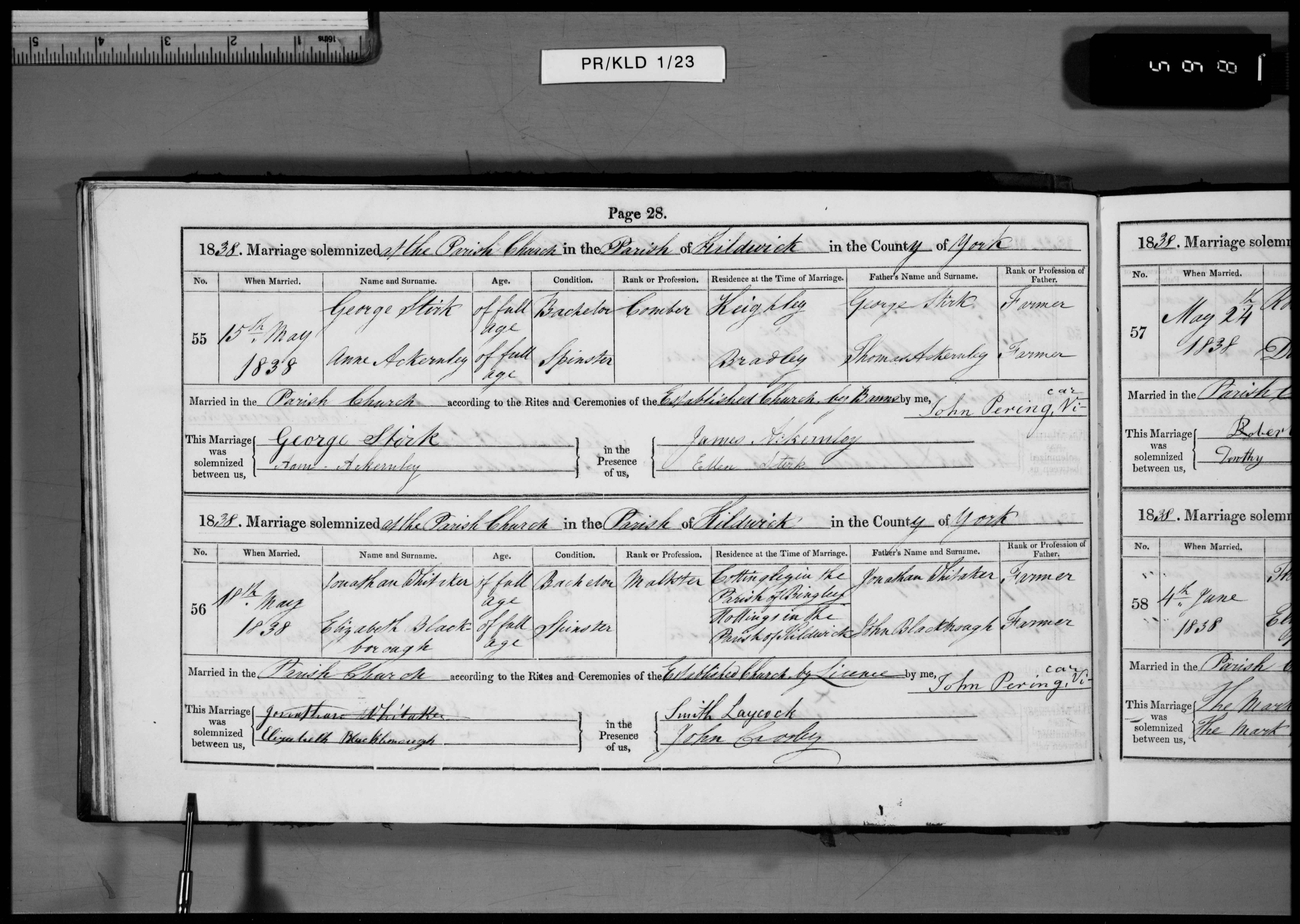 0O807 Marriage Otley, Yorkshire West Riding (All Saint_s Church) 25 Apr 1837 Thomas Craven & Martha Stirk.jpg