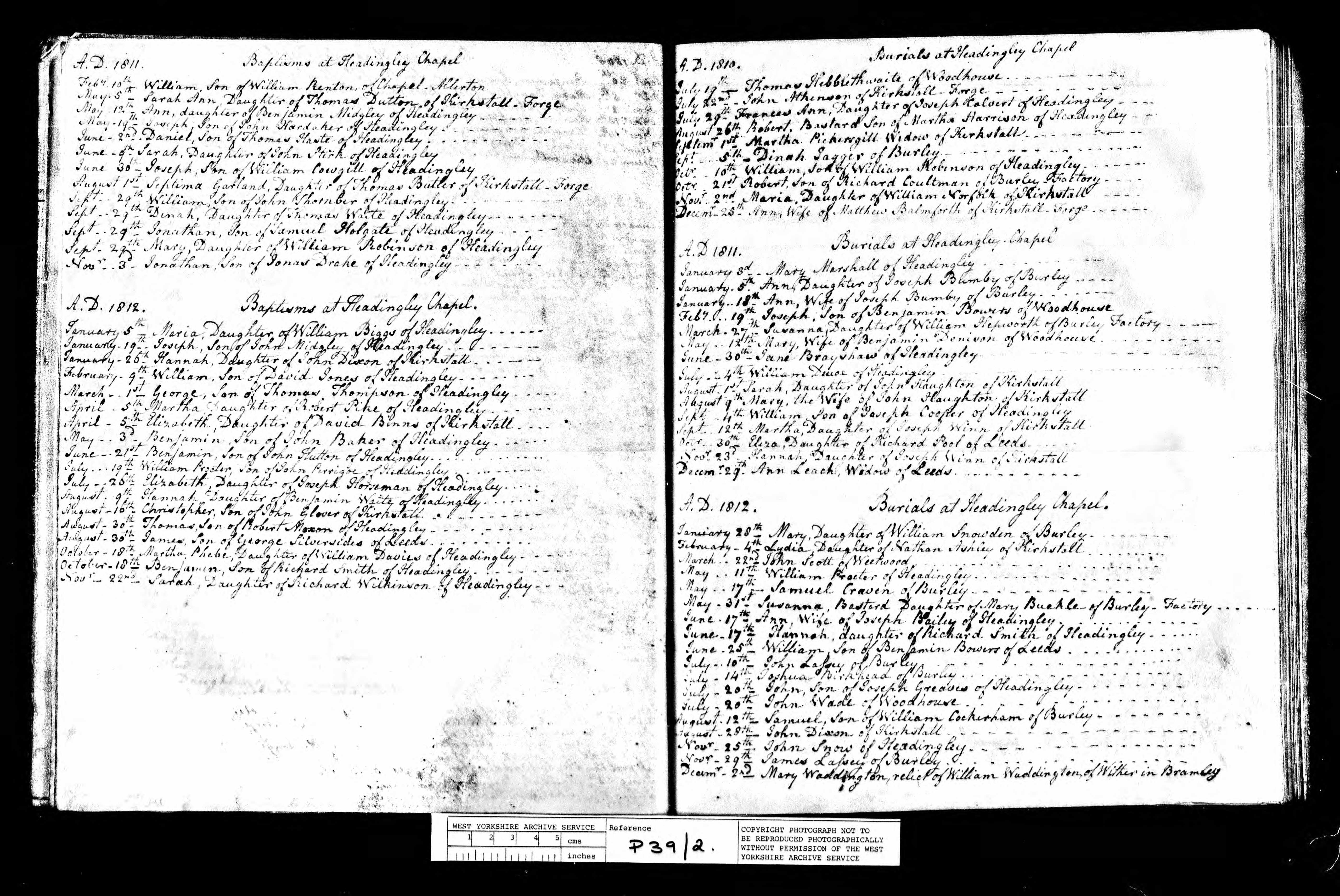 0O834 Baptism Headingley, Yorkshire, England (St Michael_s Church) 9 Jun 1811 Sarah Stirk.jpg