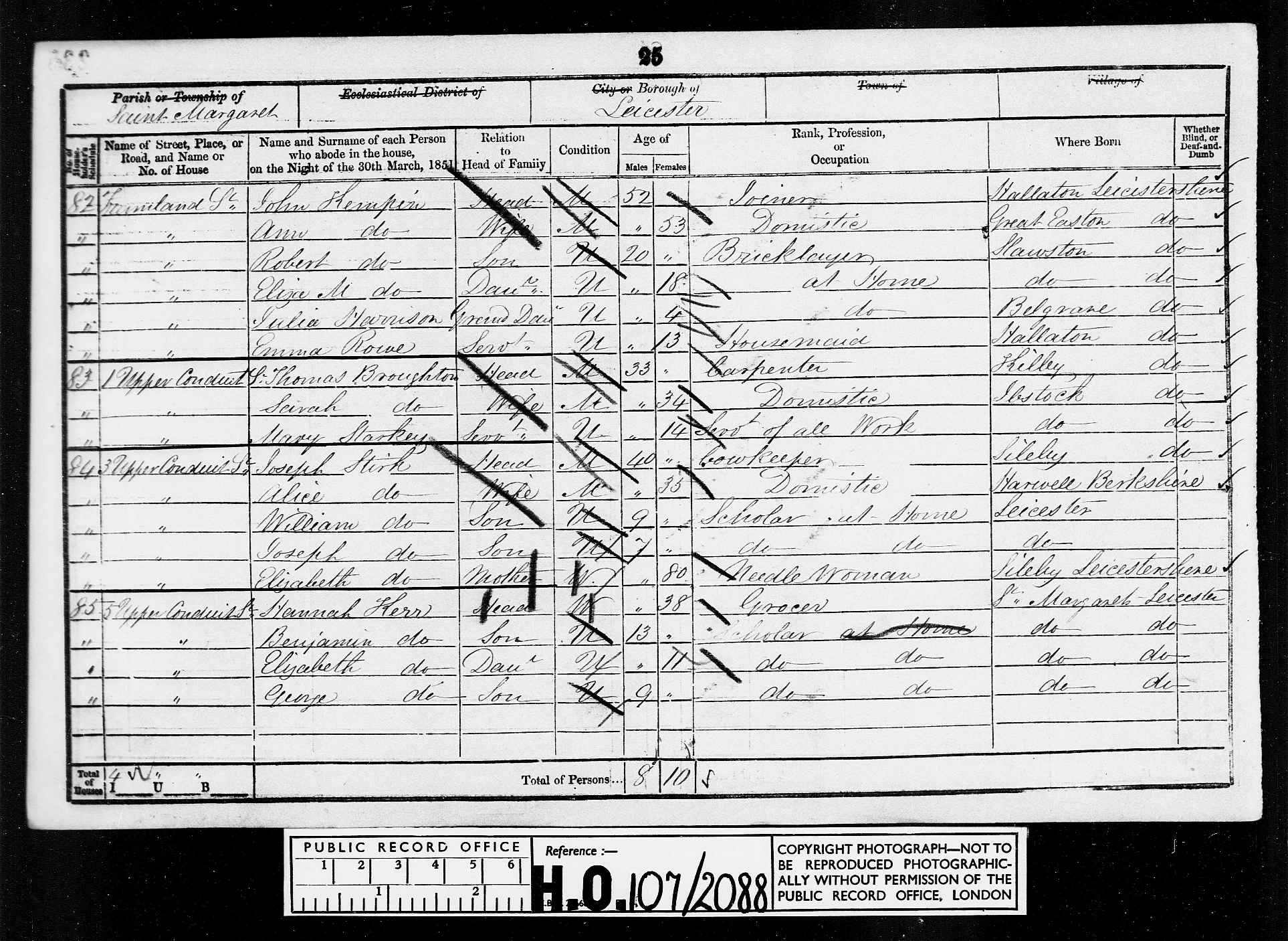 0O853 Census 1851 Leicester, Leicestershire, England HO107-2088 Folio-235 Page-025 Schedule-084 .jpg
